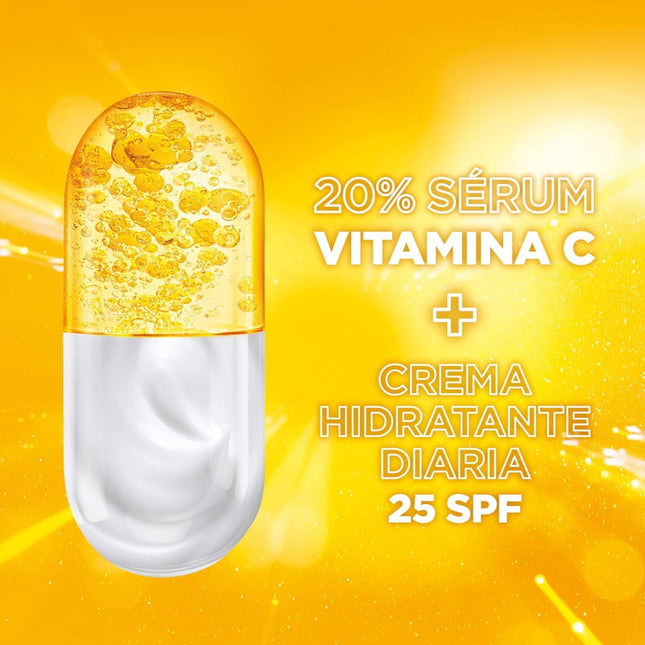 GARNIER Sérum Facial Iluminador y Anti Manchas 2 en 1 Con 20% Vitamina C y SPF2, No graso Clínicamente probado 50 ml