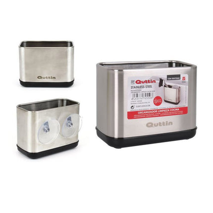 QUTTIN® STAINLESS STEEL KITCHEN CLEANING ORGANIZER WITH SUCTION CUP, Sink organizer, sponge organizer