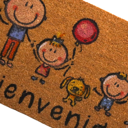 Welcome Family Doormat for Home Entrance Door Non-Slip Rubber Base 100% Natural Coconut Fiber Material Home Decoration 40 x 70 cm 