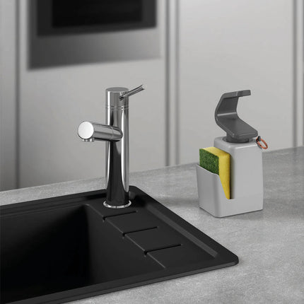 Soap Dispenser SOAP-TEX Soap Dispenser With Scrubber and Ring Hanger You can pour soap with just one hand Non-slip base Sink Organizer Home Kitchen 