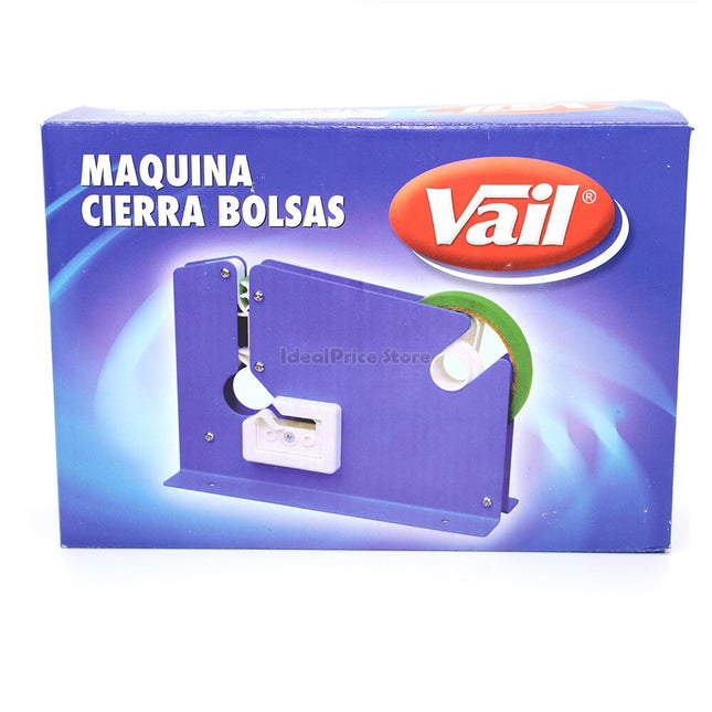 Precintadora Cierra Bolsas Selladora de Bolsas de Plástico Dispensador de Cortador de Cinta Portátil de Acero Embalaje de Alimentos Frutos Secos Herramienta Ideal Para Su Negocio