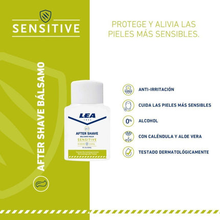 LEA Sensitive After Shave Bálsamo After Shave sin Alcohol Suaviza Hidrata y Protege tras el Afeitado Reduciendo Irritaciones 125 ml
