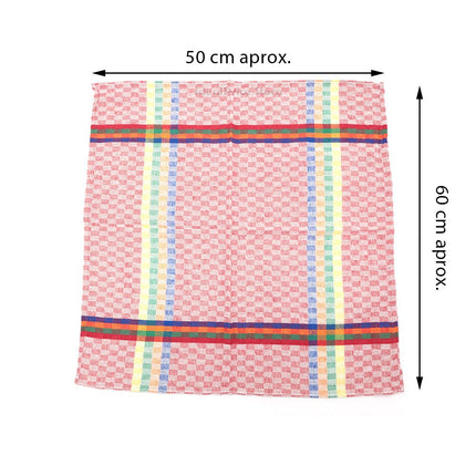 Juego de 12 Paños, Paños de cocina 80% Algodón, Pack de ahorro 12 Unidades Colores con Rayas Azul Verde Rojo, Paño Vajilla