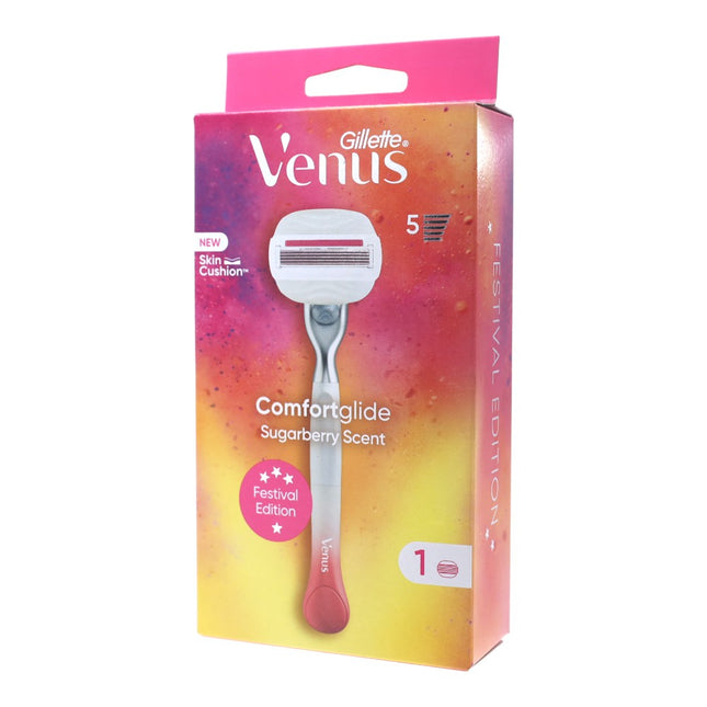 Gillette Venus Comfortglide Sugarberry | Maquinilla Mujer con 1 Mango + 1 Cabezal de 5 Hojas | Afeitado Suave y Apurado | Piel Lisa y Perfumada
