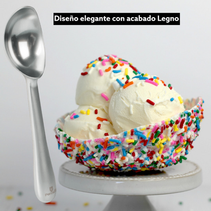 Ice Cream Scoop Silver Stainless Steel Elegant Design Legno 17 cm 