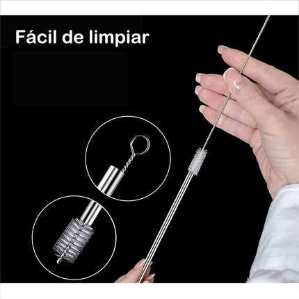 Reusable Stainless Steel Straws Straight 23.5cm Edible Straws with 1 Cleaning Brush Metal Straws for Cocktails Ice Milk Shakes 