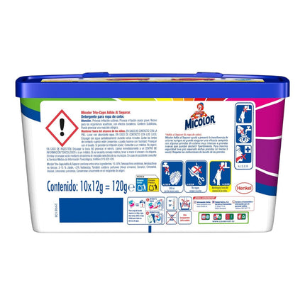 Micolor Caja de 10 Cápsulas Detergente Adiós al Separar Jabón para Ropa de Color en Formato Sostenible Quitamanchas Protege los Colores