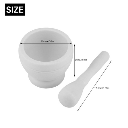 Polypropylene Mortar Pestle Manual Garlic Grinder Spice Herbs Mortar Pestle Set Grinding Bowl Kitchen Tool(White) 