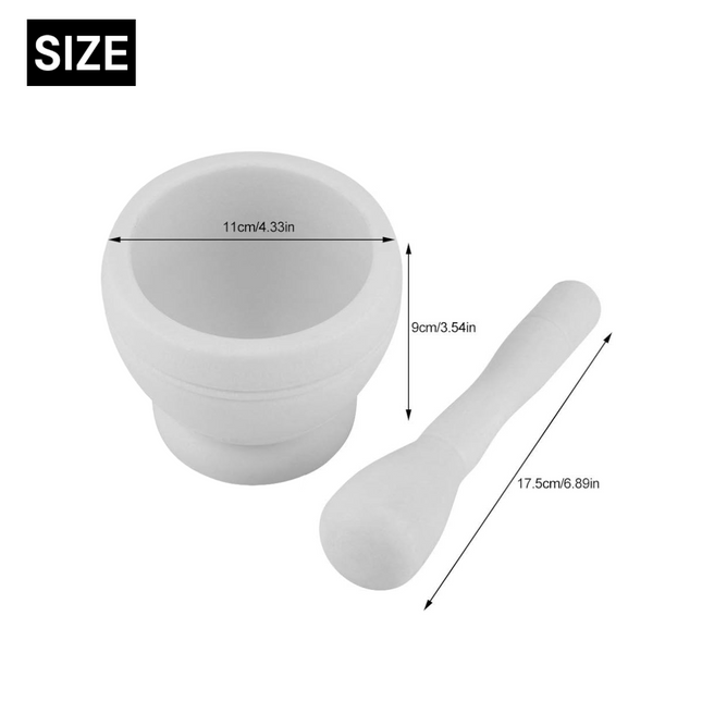 Polypropylene Mortar Pestle Manual Garlic Grinder Spice Herbs Mortar Pestle Set Grinding Bowl Kitchen Tool(White) 