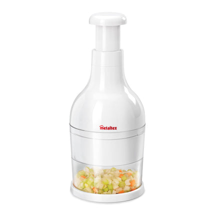 METALTEX ROTO-CUTTER vegetable cutter Transparent PS container, stainless steel blades and white ABS body Measurements: 27 cm 