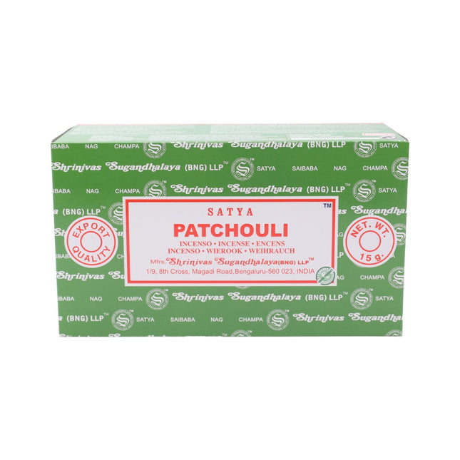 Satya Pack de 12 cajitas 15g de Incienso Patchouli