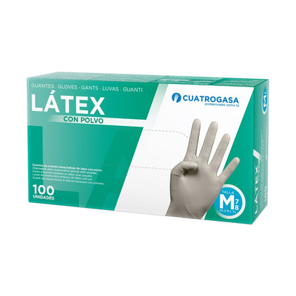 Guante de Látex Dermolite con Polvo Blanco Caja 100 Unidades Disponible en tamaños S/M/L