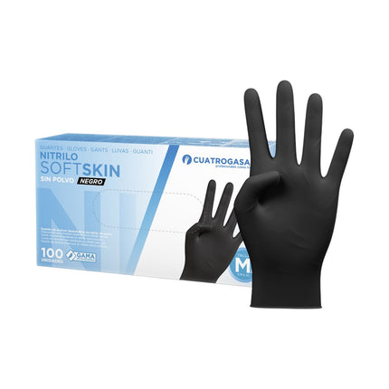 Guante de Nitrilo Dermolite Sin Polvo Negro Caja 100 Unidades Disponible en tamaños S/M/L