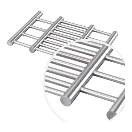 Adjustable metal trivet multi-purpose holder for kitchen table mats, retractable pads, hot pad and pot holder (steel silver) 