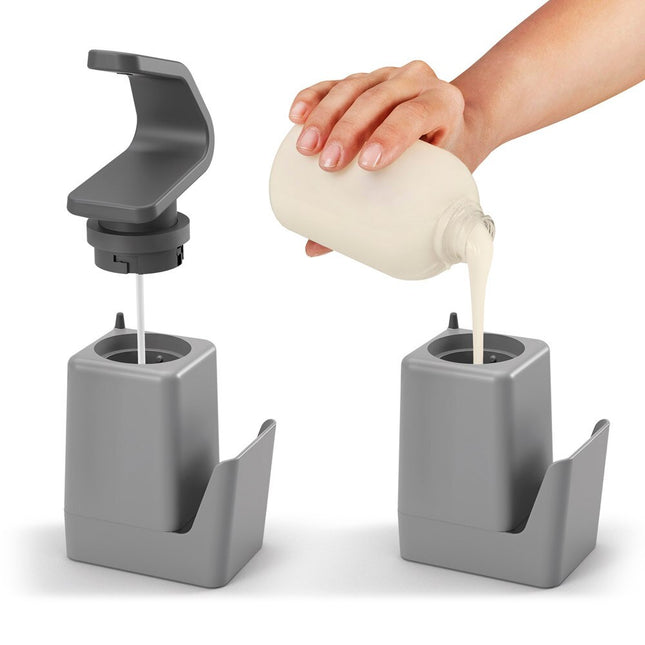 Soap Dispenser SOAP-TEX Soap Dispenser With Scrubber and Ring Hanger You can pour soap with just one hand Non-slip base Sink Organizer Home Kitchen 