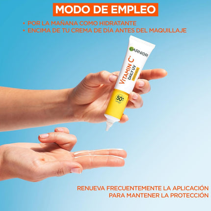 GARNIER Vitamin C Anti-UV Daily Invisible Fluid SPF50+ Protects Prevents and Reduces Dark Spots for All Skin Types 40 ml 
