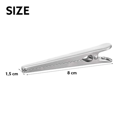 Bag Clamps Pack of 3 Small Bag Clamps Stainless Steel Bag Clamps Kitchen Bag Clamps Steel for Food, Coffee, Bread &amp; Snack Bags 8 cm 