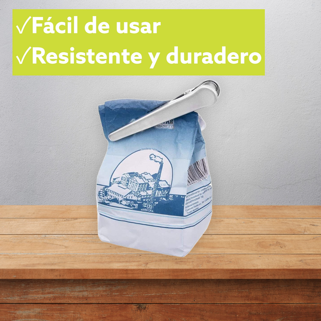 Pinzas para Cerrar Bolsas Pack 2 Pinzas para Cerrar Bolsas Pequeñas Pinzas Cierre Bolsas Acero inoxidable Pinzas Cocina Bolsas Acero para Alimentos, Café, Pan & Snack Bolsas 11,5 cm