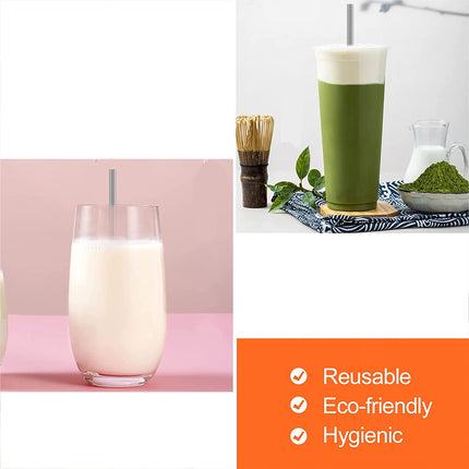 Reusable Stainless Steel Straws Straight 23.5cm Edible Straws with 1 Cleaning Brush Metal Straws for Cocktails Ice Milk Shakes 