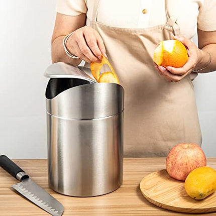 Mini Trash Can with Lid 1.5L Trash Can with Lid Small Trash Can Waste Bins for Desk Office Bathroom Kitchen 12 x 12 x 16.5 CM 