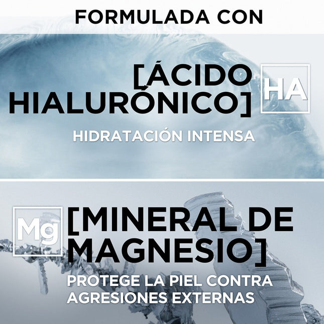 L'OREAL MEN EXPERT Crema de día Hidratante 24 H Hipoalergénica Magnesium Defense 0% alcohol con mineral de magnesio + ácido hialurónico dosificador 50 ml