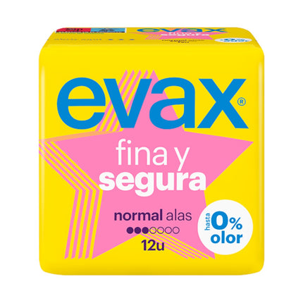 EVAX Bolsa de 12 Compresas Fina y Segura Normal Alas