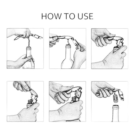 Abre botellas de vino Sacacorchos Camarero Sacacorchos, Abridor de Botellas y Cuchilla corta Cápsulas, Abridor de Vino y Cerveza