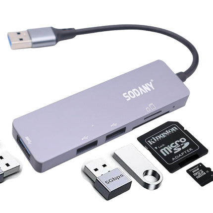 SODANY Hub USB 3.1/2.0 4 en 1 para transferencia de datos, leer y escribir tarjetas de memoria, lector de tarjetas de memoria