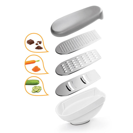 Grater with 3-in-1 container Box grater with plastic and stainless steel storage 