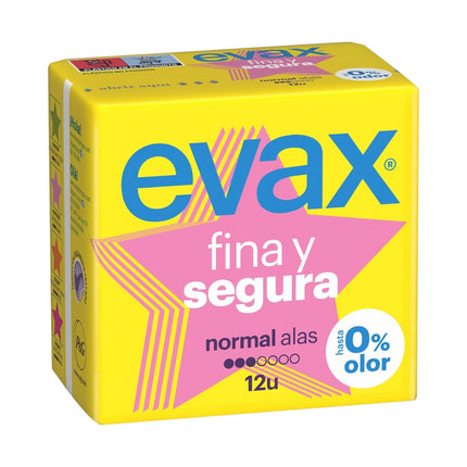 EVAX Bolsa de 12 Compresas Fina y Segura Normal Alas
