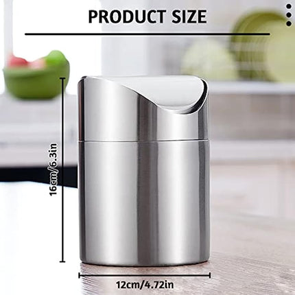 Mini Trash Can with Lid 1.5L Trash Can with Lid Small Trash Can Waste Bins for Desk Office Bathroom Kitchen 12 x 12 x 16.5 CM 