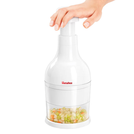 METALTEX ROTO-CUTTER vegetable cutter Transparent PS container, stainless steel blades and white ABS body Measurements: 27 cm 