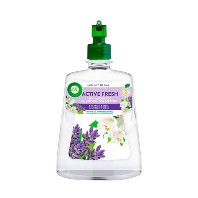 AIR WICK Active Fresh ambientador automático Olas del Océano y Sol Marino, Ropa Limpia con Flor, Flor de jazmín, Lavanda y lirio con aceites esenciales naturales recambio 228 ml