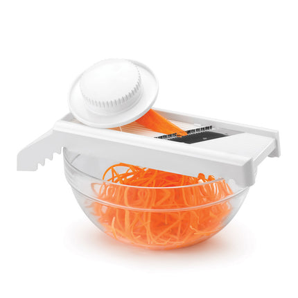 METALTEX Rallador multiuso MANDOLINO Cuchillas de acero inox y cuerpo ABS color blanco Con prensador - protector