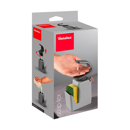 Soap Dispenser SOAP-TEX Soap Dispenser With Scrubber and Ring Hanger You can pour soap with just one hand Non-slip base Sink Organizer Home Kitchen 