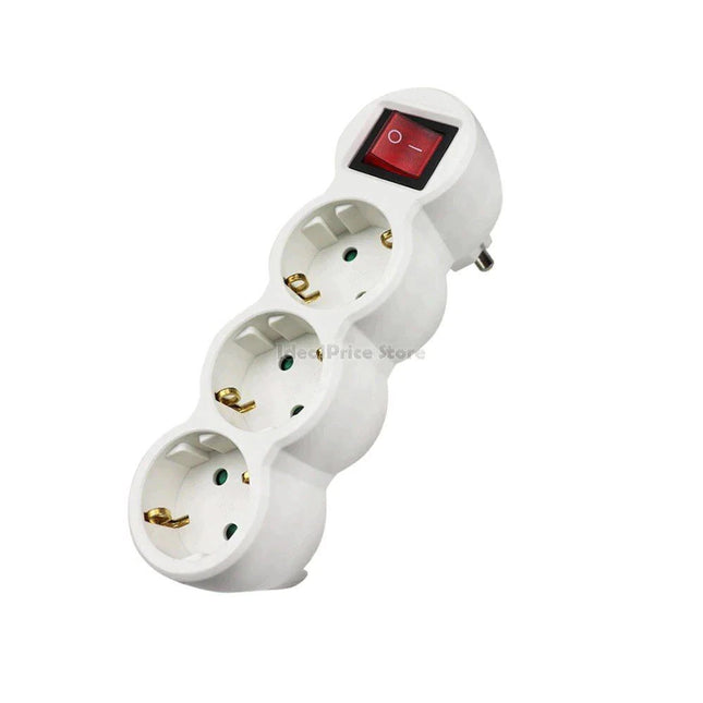 Adaptador plano con interruptor y 3 enchufes SCHUKO - Ladron enchufes de 3 tomas