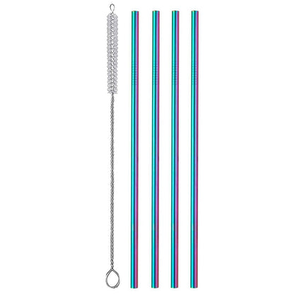 Reusable Stainless Steel Straws Straight 23.5cm Edible Straws with 1 Cleaning Brush Metal Straws for Cocktails Ice Milk Shakes 