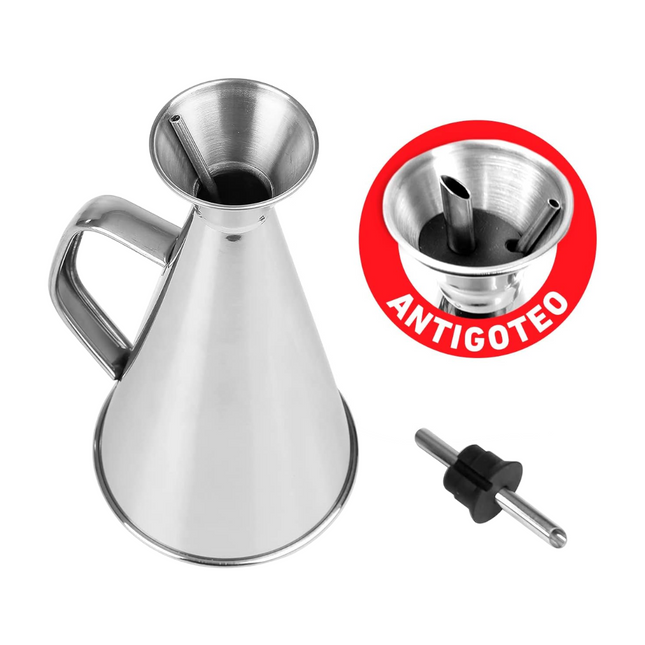 Aceitera con Sistema Antigoteo de Acero Inoxidable Dispensador de Aceite Elegante Antigoteo Apta para Lavavajillas 250 ml, 500 ml, 750 ml y 1000 ml