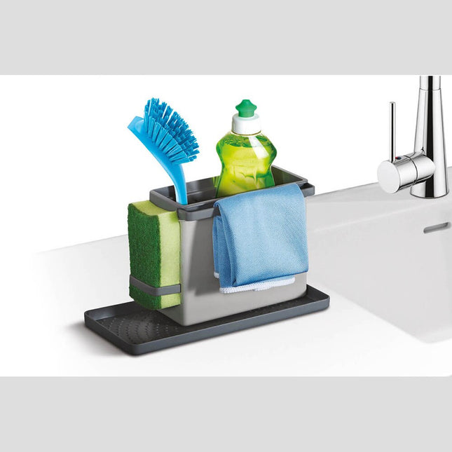 TIDYTEX Grey Sink Organizer Drainer Storage Rack Sponge Holder Drain Box Kitchen Accessories 