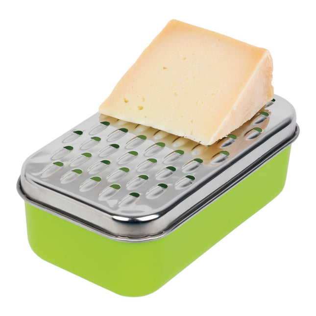 Rallador doble y recipiente con tapa de Acero Inoxidable Rallador de cocina Utensilios de cocina 18X10X7 cm