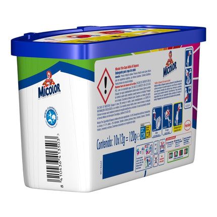 Micolor Caja de 10 Cápsulas Detergente Adiós al Separar Jabón para Ropa de Color en Formato Sostenible Quitamanchas Protege los Colores