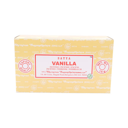 Satya Pack de 12 cajitas 15g de Incienso Vainilla