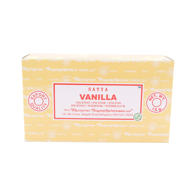 Satya Pack de 12 cajitas 15g de Incienso Vainilla