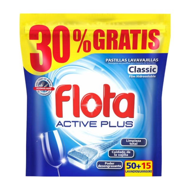 FLOTA bolsa 50+15 Pastillas Lavavajillas Máquina Antigrasa Limpieza 65 Lavados