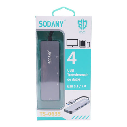 SODANY Hub USB 3.1/2.0 4 en 1 para transferencia de datos, leer y escribir tarjetas de memoria, lector de tarjetas de memoria