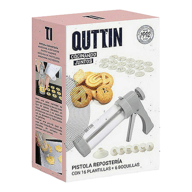 Pistola Manga Pastelera Profesional con 6 Boquillas y 16 Plantillas para Galletas en plástico duro