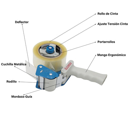 Dispensador de precinto, Precintadora de cintas de embalaje, Mango ergonómico, Portaprecinto ,Porta precinto Gran Resistencia