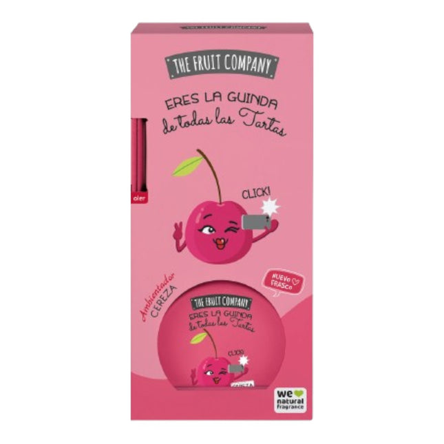 The Fruit Company Ambientador Mikado Cereza 40 ml, Difusor con Varillas para Hogar, 0% Alcohol, con Extractos Naturales, Aroma Afrutado y Floral, Más de 60 Días