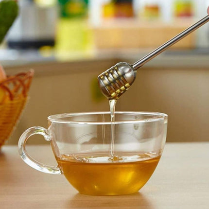 Cuchara para Miel de Acero Inoxidable, Dosificador de Miel con Mango Largo, Cuchara Mielera para Tarros, Té, Café, Repostería y Cocina