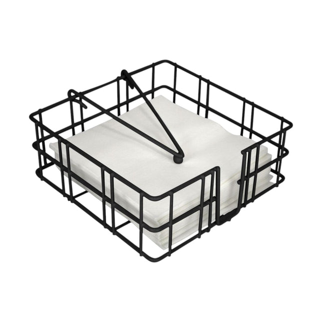 Servilletero de Metal para Cocina Negro 18x18x6.5 cm, Diseño Compacto y Elegante